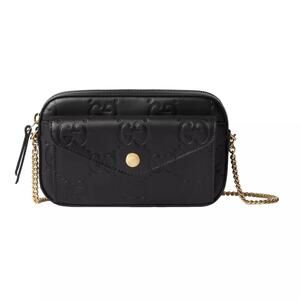 Gucci GG Super Mini Shoulder Bag Black Leather with Chain Strap Brand BNIB
